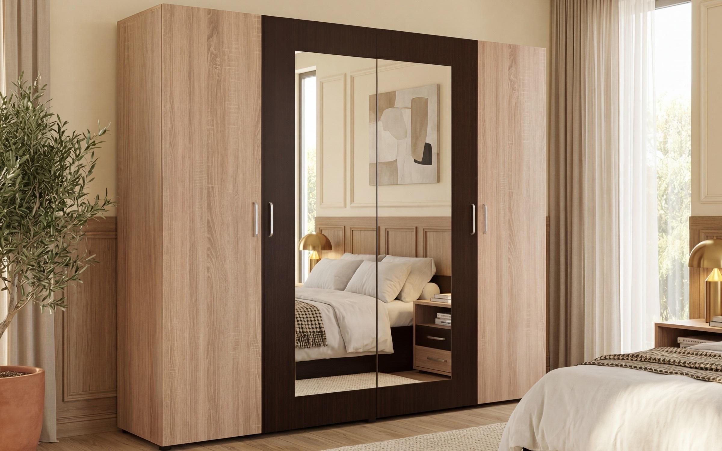 Four-winged wardrobe Porto, Sonoma oak + Wenge  1